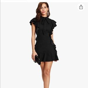 Tie Neck Ruffle Hem Dress